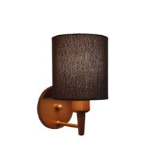 Arandela Cilíndrica Md-2009 Base Cobre Cupula em Tecido 14x15cm Café - Bivolt