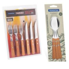 Jogo De Talheres Cabo Madeira faca serra Tramontina 15 Peças