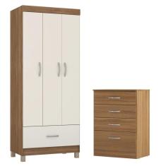 Conjunto Quarto Guarda Roupa E Comoda Jones Amendola Off-white