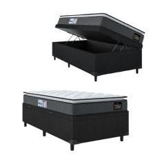 Cama Box Baú Solteiro Colchão Espuma D33 Pillow Top Millenium 88x188x6
