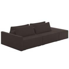 Sofá Ilha Modular Com Puff Para Sala Living 252cm Georgia Z08 Veludo Marrom - Mpozenato