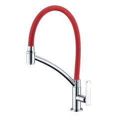 LORENZETTI Torneira Cozinha de Mesa Lorenchef 1167 R81 Flexível Vermelha, 7048552, Corpo em Metal Cromado e Bica em Silicone Vermelho.