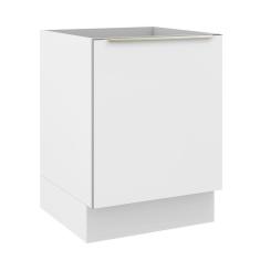 Balcão Madesa Lux 60 cm 1 Porta (Sem Tampo) - Branco/Branco Veludo