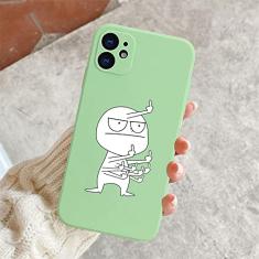 Capa de telefone engraçada para iphone 11 12 13 pro max mini capas de dedo médio para iphone 7 8 plus x xr xs max capa traseira macia, matcha verde t2620, para iphone xr