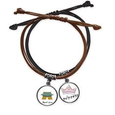 DIYthinker Coreia do Sul Gwanghwamun Pulseira de couro com corrente de mão