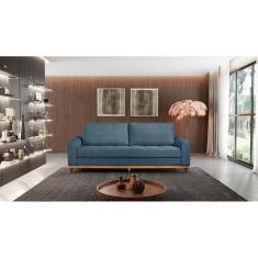 Sofá Cama 3 Lugares 224cm Alegra Linho Azul