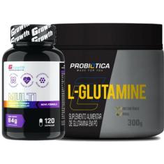 Multivitaminico 120 Caps Growth + Glutamina 300G Probiotica