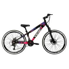 Bicicleta Aro 26 Vikingx Tuff 21v Alumínio X25 X-25 Freeride DH Aros Vmaxx Freio a Disco-Unissex