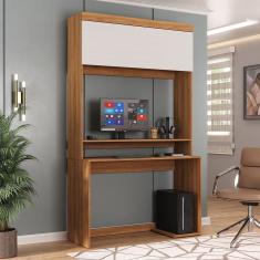 Escrivaninha para Computador Viena 1 Porta Espresso Móveis Nogal/Branco