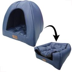 Toca 2 Em 1 Com Almofada Cachorro E Gato Pet Caminha Iglu - PB, Azul