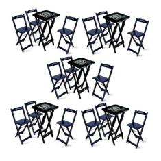 Kit 5 Conjuntos de Mesa Bistrô Dobrável Jack Daniel's com 3 Banquetas 