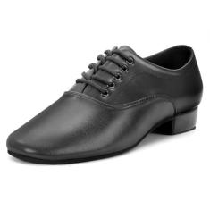 lalaball Sapatos de dança de salão masculinos de couro com cadarço para dançar sapatos de personagem para tango latino salsa valsa, preto, Preto, 38