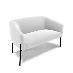 Sofá Namoradeira 2 Lugares Pé Ferro Preto Stella Bouclê Off White D03 