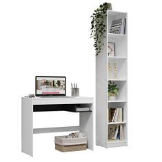Escrivaninha Madesa Rubi + Estante Livreiro 6906 - Branco