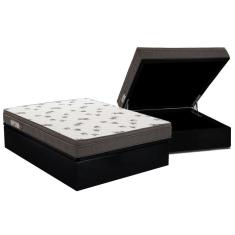 Cama Box Baú Casal: Colchão Espuma D45 Ortobom Light + Base Crc Courano Black(138X188)