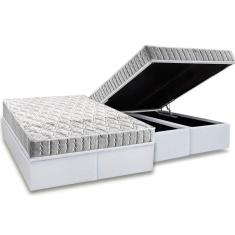 Cama Box Baú Queen: Colchão Espuma D33 Anjos Orthosono + Base Crc Courano White(158X198)