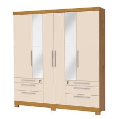 Guarda Roupa Casal 6 Portas 6 Gavetas Noce Perola C Espelho - San Mari