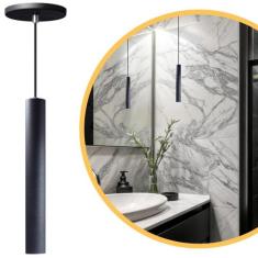 Pendente Luminária Tubo Preto 30 Cm - Iluminar Ambiente
