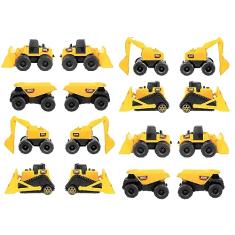 Kit 16 Mini Tratores de Brinquedo Carrinho Caçamba Escavadeira Pá Carregadeira