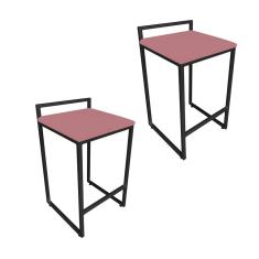 Conjunto 02 Banquetas Pietra Suede Rose