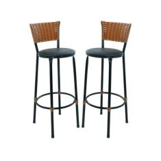 Kit 2 Bancos Banquetas Para Bistrô Sofisticadas Com Encosto E Assento 