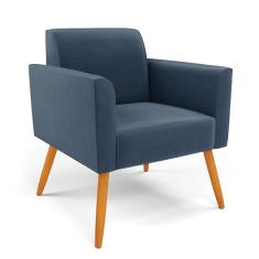 Poltrona Pés Palito Castanho Marisa Suede Azul Marinho D03 - D'Rossi