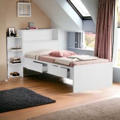 Cama Isa Solteiro Branco Com Colchão Cambel