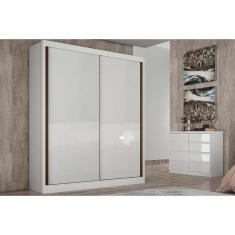Guarda Roupa Solteiro Virtus Toledo 2 Portas de Correr 3 Gavetas MDF Branco Móveis Novo Horizonte