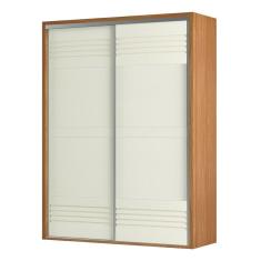 Guarda Roupa Solteiro TW601 2 Portas de Correr 2 Gavetas MDF Freijó-Off White Dalla Costa Móveis