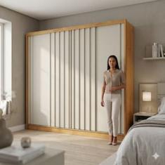 Guarda-Roupa Europa Mademarques Córdoba, 2 portas de correr, 4 gavetas e 15 prateleiras – 226 cm de Largura