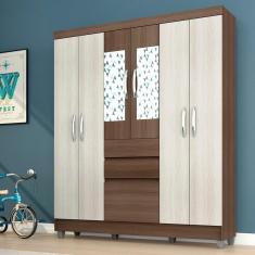 Guarda Roupa Casal Lia 6 Portas C/espelho - Moveis Arapongas