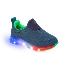 Tênis de Led Infantil Masculino Ortopé Power Light Calce Fácil Azul Marinho