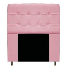 Cabeceira Estofada Mel 90 cm Solteiro Com Botonê Suede Rosa Bebê - ADJ Decor