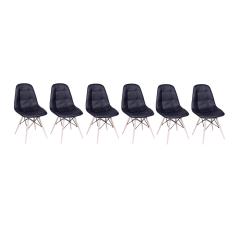 Conjunto 6 Cadeiras Eames Eiffel Botonê - Preto