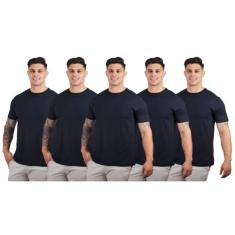 Kit 5 Camisetas Básicas Masculinas Algodão Premium TRV Cor:5 Pretas;Tamanho:G