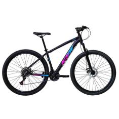  Bicicleta Aro 29 Ksw Xlt 24v Freios Hidráulicos Garfo Suspensão Mtb - Preto\Pink\Azul