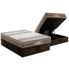 Cama Box Baú Queen: Colchão Ortopédico Probel D33 / EP Guarda Costas PróIntense Plus + Base CRC Suede Brown(158x198)