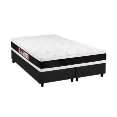 Cama Box King: Colchão Espuma Castor D45 Black e White Double Face + Base CRC Suede Gray(193x203)