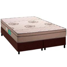 Cama Box Queen: Colchão Espuma Polar D33 Pérola + Base CRC Courano Brown(158x198)
