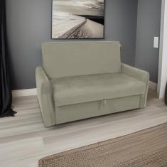 Sofá Cama Para Sala De Estar Zaia Com Baú Veludo Matrix - Cappuccino Cappuccino