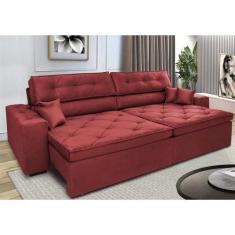 Sofá Retrátil e Reclinável 2,12m com Molas Cama inBox Estilo Suede Vel