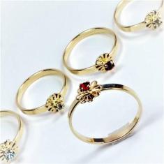 Anel Infantil Solitário Zirconia Flor Banho De Ouro 18k 2312 - Très Ch