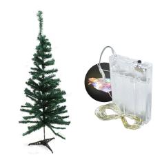 Árvore De Natal 30Cm 25 Galhos Com Pisca Colorido A Pilha