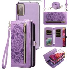 Asuwish Capa de celular para Samsung Galaxy S20 FE 5G 6,5 polegadas carteira com zíper capa celular com alça protetora de tela porta-cartão flor S 20 EF UW 2022 S20FE5G S20FE 20S S2O Fan Edition 4G G5