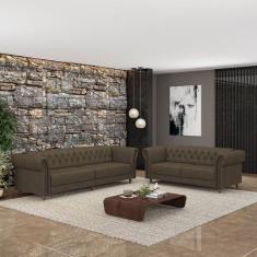 Conjunto de Sofá Sala de Estar Stanford Chesterfield 2 e 3 Lugares 180