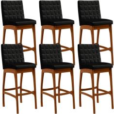 Kit 06 Banquetas Altas Mila Facto Preto