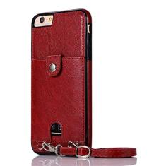 Capa de telefone de couro PU para iPhone SE 2020 11 12 Pro Max X Xs Max XR 8 7 6 6S Capa de cartão carteira para Samsung S20 S10 Capa com alça, vermelha, para Samsung Note 10