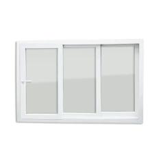 Janela de PVC 120x240cm 3 Folhas com Vidro Liso e Cremona ITEC Brimak Branco