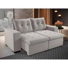 Sofá 200cm Bipartido Retrátil e Reclinável 3 Lugares Power com Rodizios Marfim