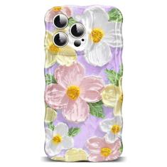 TOKVANZ Capa projetada para iPhone 11 Pro Max de 6,5 polegadas, estampa de flores com pintura a óleo retrô, linda ondulada, ondulada, capa protetora de TPU macio à prova de choque para meninas e